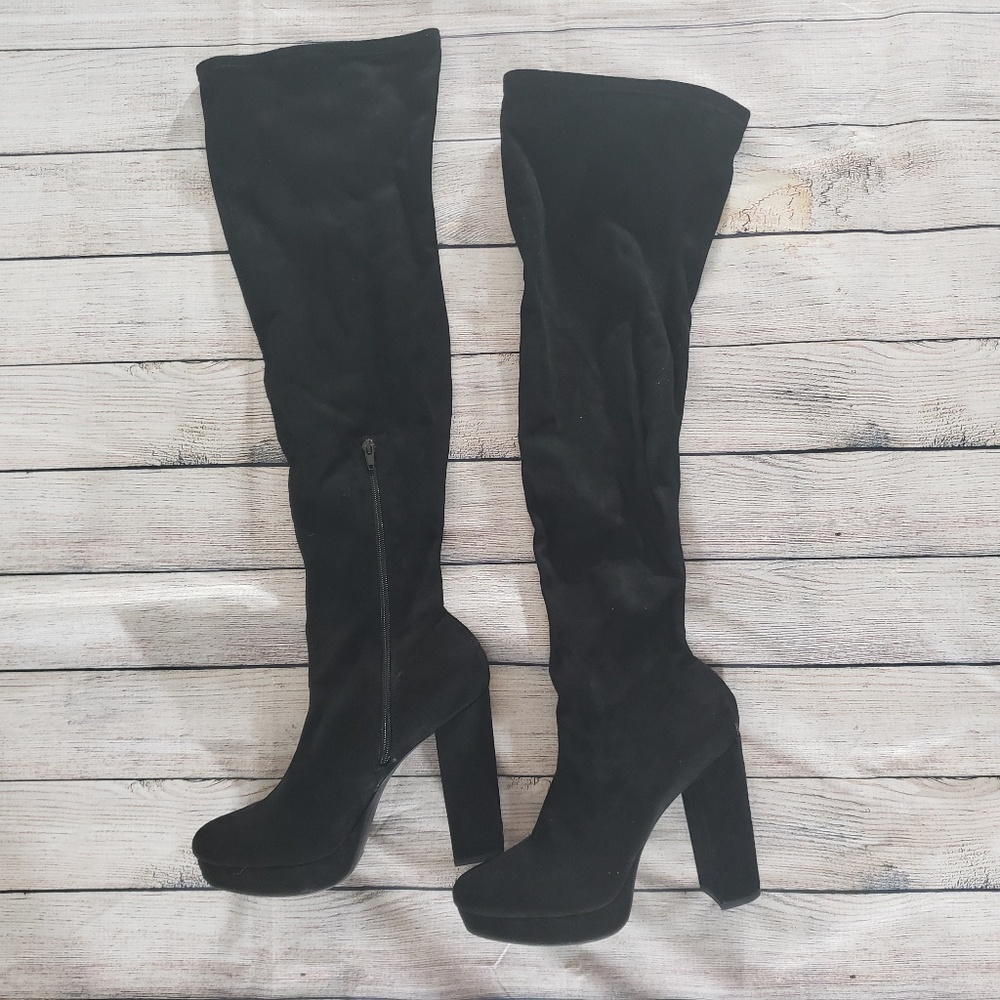 Madden Girl Groupie OverTheKnee Boots Black 9.5m Gem